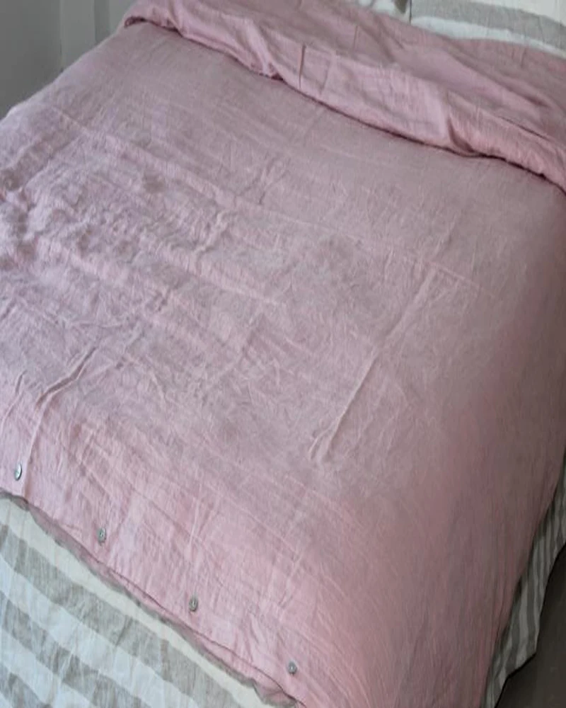 Французский стираный льняной пододеяльник полностью вареный чистый льняной комплект постельных принадлежностей детский двуспальный розовый пододеяльник 7" x 90"