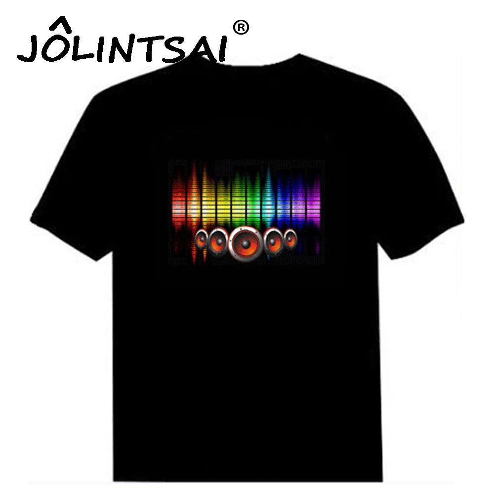 Hot Sale Sound Activated Led Cotton T Shirt Light Up And Down Flashing Equalizer EL T