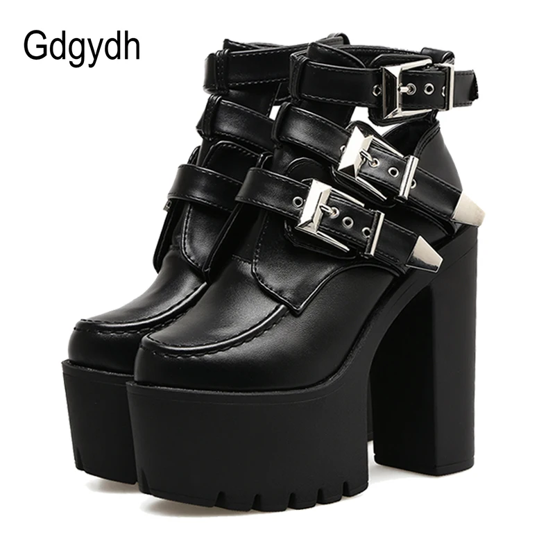 Gdgydh Fashion Buckle Leather Boots Women Soft Leather Spring Autumn ...