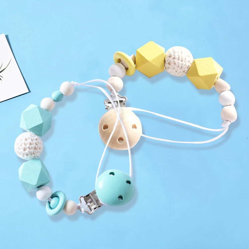 Popular Cute Baby Silicone Teething Dummy Pacifier Clip Bead Infant Soother Nipple Strap Chain