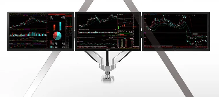 Loctek D7T алюминиевый сплав газовая пружина полный движения тройной экран монитор держатель три ЖК светодиодный кронштейн с USB и аудио портом