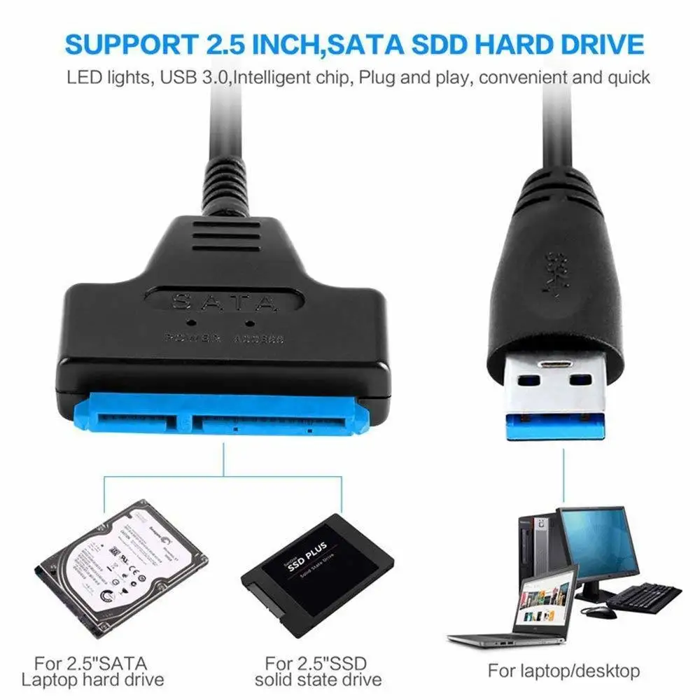 JST21 Sata к Usb адаптер до 6 Гбит/с Поддержка 2,5 дюйм(ов) внешний Ssd Hdd жесткий диск 22 Pin Sata III кабель