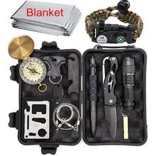 12 в 1 чрезвычайным выживания Шестерни Открытый Инструменты аптечка Открытый Отдых оборудование Paracord выживания Инструменты свисток фонарик