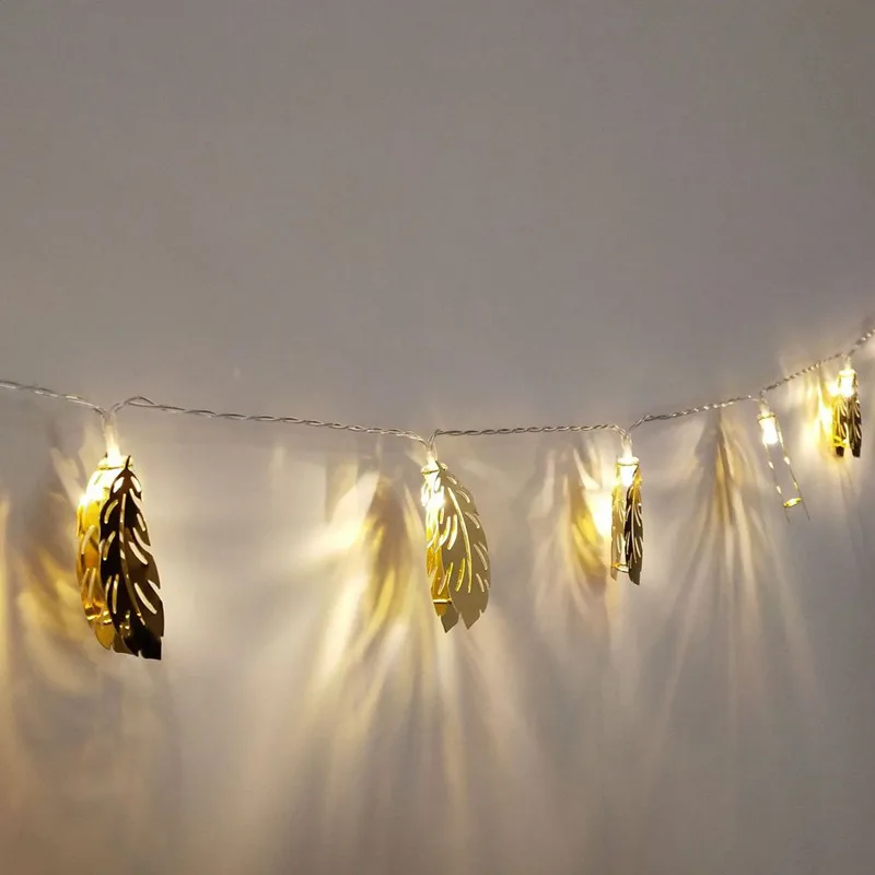 Светодиодный светильник-гирлянда с золотыми перьями 1,5 м, 3 м, сказочный светильник для дома, спальни, свадьбы, вечеринки, рождественской елки, праздничный светильник, ing