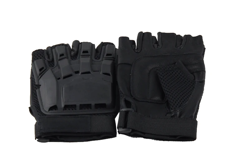 Велосипедные тактические мужские перчатки на половину пальцев мотоциклетные наружные охотничьи перчатки для стрельбы из жесткого чехла M L XL размер - Цвет: black