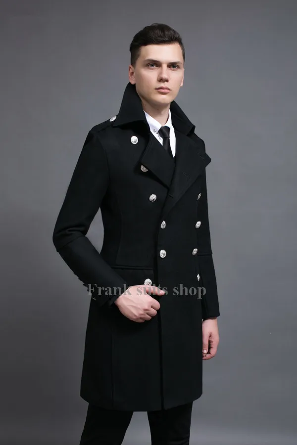 Nueva Alta Negro Por De Calidad Lana 2017 Invierno Llegada Cruzado Masculino Picture Abrigo As Picture Delgado Encargo as Grande FxrFEqAw7g