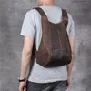 PNDME simple high quality crazy horse leather men's women's backpack vintage casual genuine leather designer small bagpack ► Photo 3/6