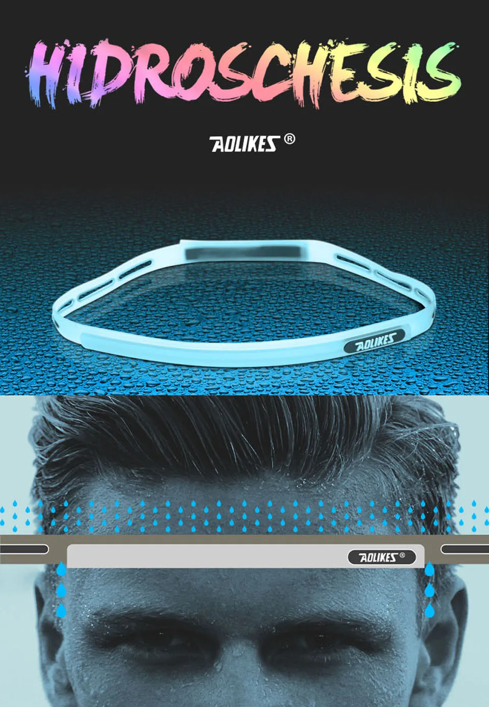 AOLIKES Регулируемый силиконовый спортивный ободок повязка для волос повязка для бега велоспорта йоги для бега трусцой для баскетбола фитнес-зала