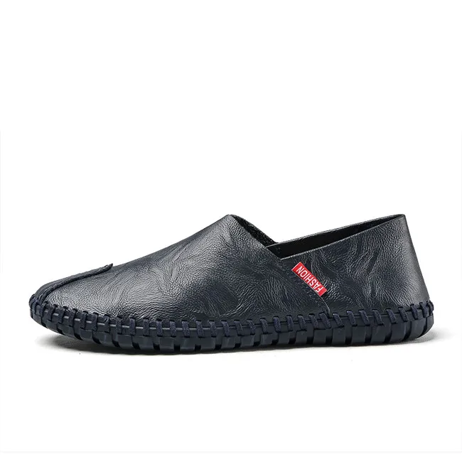 MIXIDELAI/размеры 38-50; Высококачественная Мужская обувь из натуральной кожи; Мягкие Мокасины; лоферы; модная брендовая мужская Повседневная Удобная обувь для вождения - Цвет: dark blue