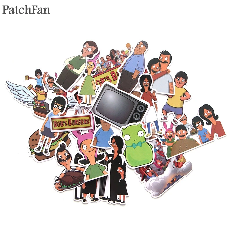 

12sets/lot Patchfan 21pcs/set Bob's burger Pvc Waterproof Cartoon Sticker For car Luggage Phone Laptop Wall Guitar Sticker A1234