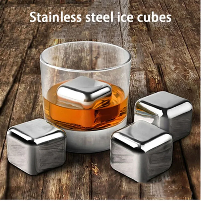 4/6/8pcs/lot Stainless Steel Whisky Magic Ice Cube Beer/Vodga/Cocktail Cooler Chilled Drinks Cooling Stone Supplies Bar Tool | Дом и сад