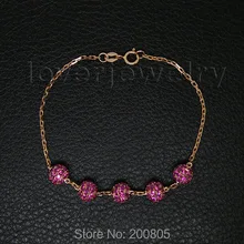 LOVERJEWELRY, классический золотой браслет, 5 шариков, Ретро стиль, твердый, 18 К, розовое золото, рубиновый браслет, браслет, ювелирные изделия, браслет для вечеринки для женщин