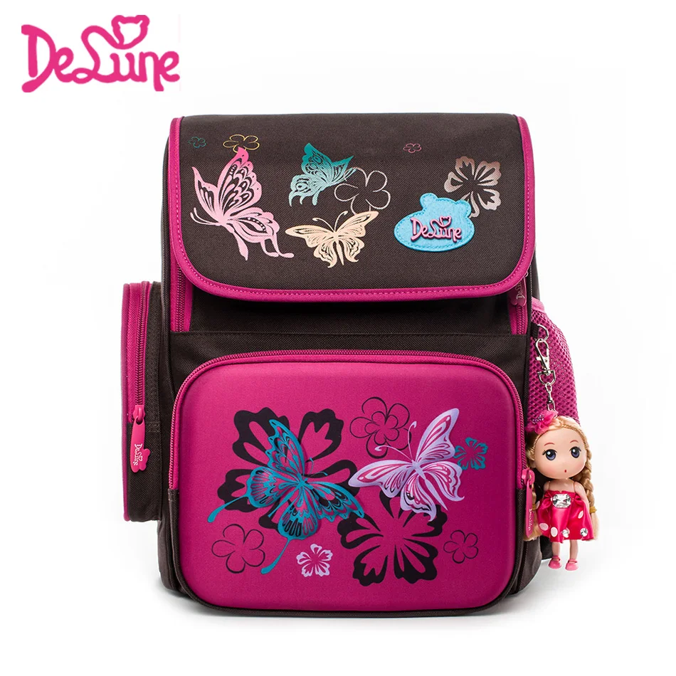 

2018 Orthopedic Backpack for girls dark color Children School Bags butterfly School Satchel Mochila Infantil Grade 1-3