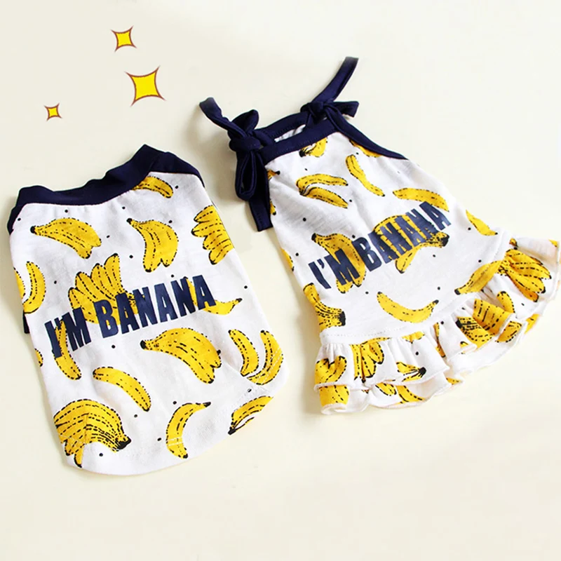 

Korean Style Dog Dress For Dogs Summer Banana Dress Couple Dogs Clothes Pet Cat Dresses For Pet Shirt Cat Clothing For Dogs York
