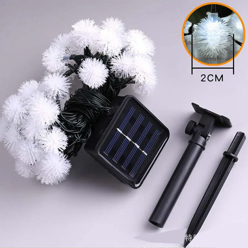 6.5M30LED Solar Lamp Outdoor Fairy String Lights Solar Hair Ball String Solar Power Lamp Christmas Wedding Decoration (7)