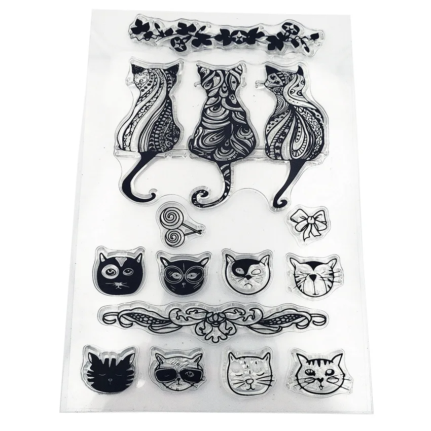 

Cats Transparent Silicone Stamp Clear Rubber Stamps for DIY Craft Card Making Scrapbooking Photo Album Decor Clear Stamps
