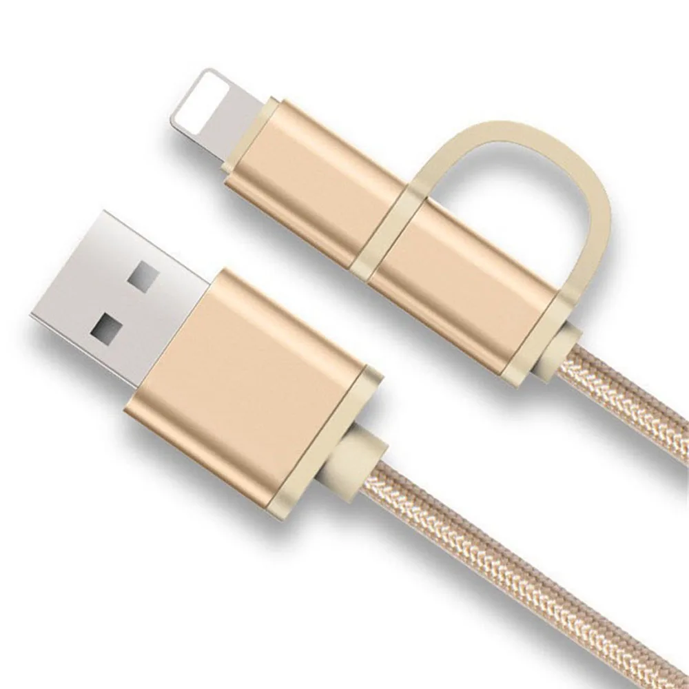 

2 In 1 Micro USB Lighting Charging Cable Sync Data Cord for Iphone 6 7 8 Plus X for IPad Mini Samsung Charge Wire Phone Cables