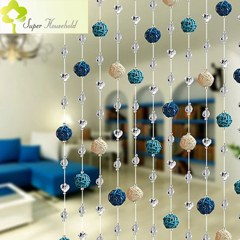 DIY Rattan Ball Crystal Bead Curtain Decorative Door Curtains Beads
