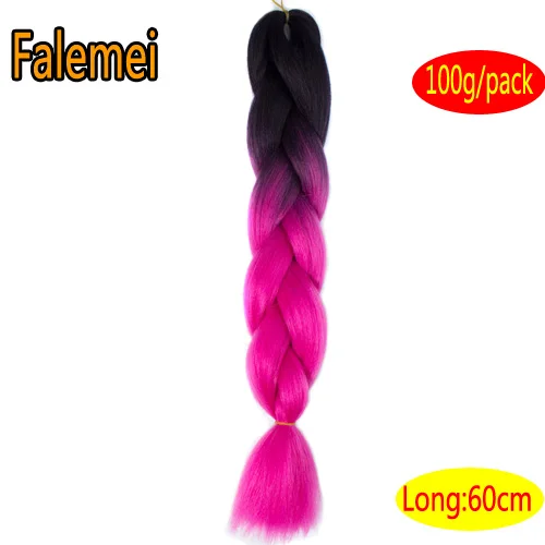 FALEMEI синтетические волосы для наращивания на крючках Омбре огромные косички волос 100 г/упак. 24 дюйма афро объемные волосы Джамбо косы с крючком - Цвет: 1B/27HL