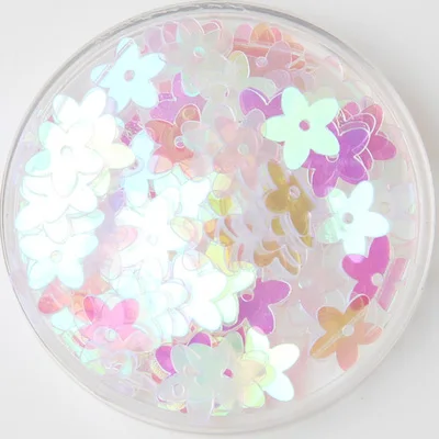 

1000pcs/lot 10mm Flat Flowers Five Petal Loose sequins Sewing Wedding Craft Women Kids DIY Accessories Transparent White AB