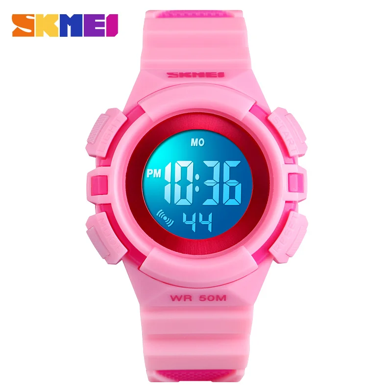 SKMEI 1485 детские часы Новые спортивные детские электронные цифровые часы для мальчиков/девочек часы с секундомером водонепроницаемые часы relogio masculi - Цвет: Pink