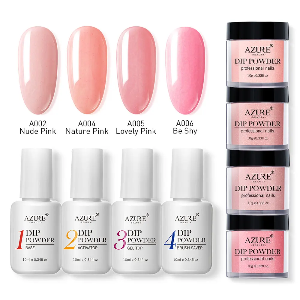 

Azure Beauty 8PCS/LOT Newest Dipping Powder Gradient Color Natural Dry Without Lamp Dip Powder Glitter Powder Dipping Powder