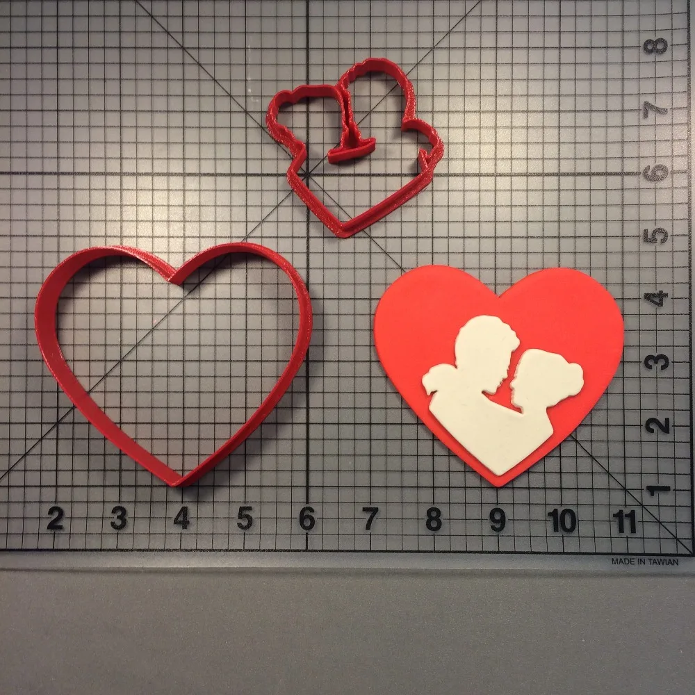 

Heart Series Cookie Cutter Couple Silhouette Envelope Padlock Sucker Text Fondant Cupcake Top Made 3D Printed Cookie Cutter Set