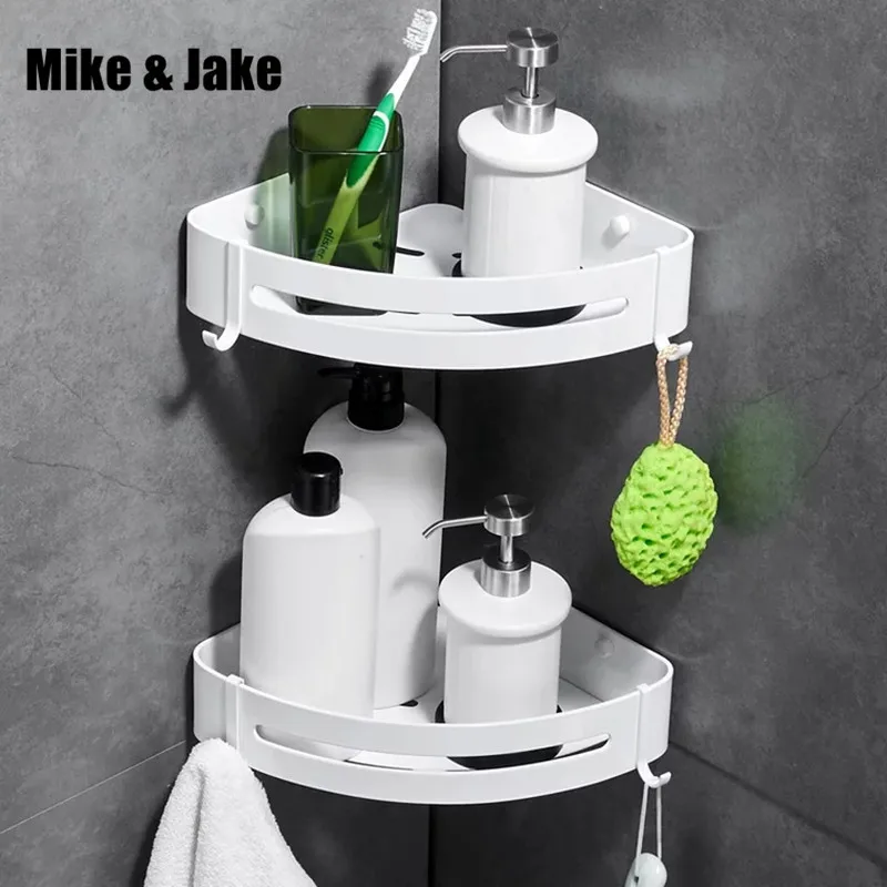 

white aluminum Bathroom corner shelf cosmetic rack with single lever bathroom rack shelf Households Rack bathroom corner shelf