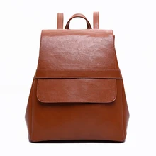 2016 Hot Sale Oil Wax Leather Backpack Vintage Rucksack Women High Quality Drawstring Backpack School Bags For Girls Travel Bag