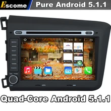 Чистый андроид 5.1 автомобиль DVD серый цвет для Honda Civic 2012 2013 с 4 ядра 2 г Встроенная память Bluetooth