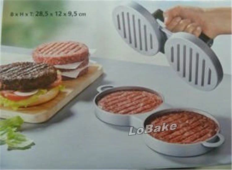Двойные формы из углеродистой стали, гамбургерная начинка, Ручной пресс для бургеров, деревянная ручка для DIY кухонных инструментов