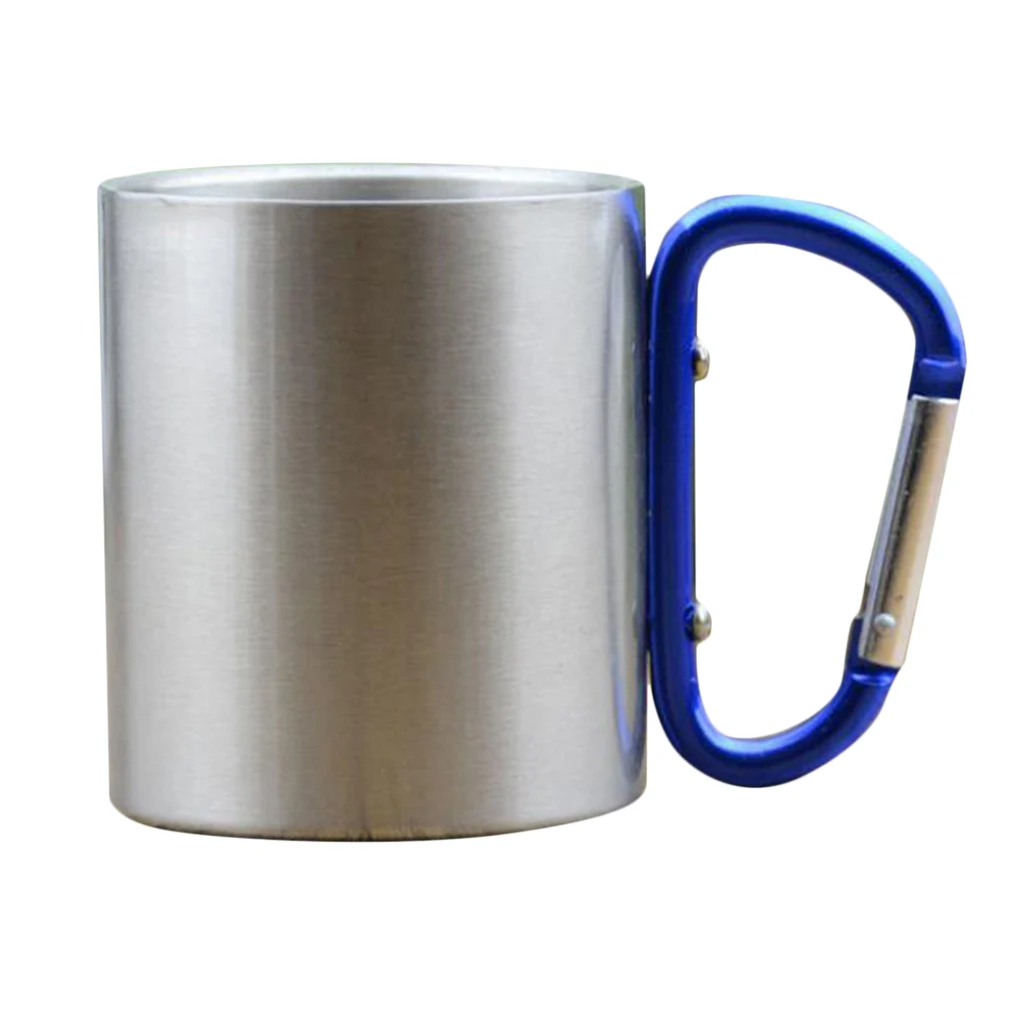 Amagogo 150ml Camping Mug Carabiner Lock Metal Outdoor Backpacking Travel Cups Beer Coffee For Climbing
