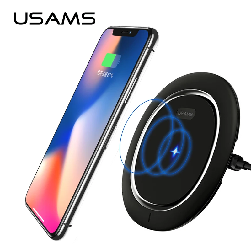 Qi Беспроводное зарядное устройство USAMS быстрая Беспроводная зарядка Pad для iPhone X 8
