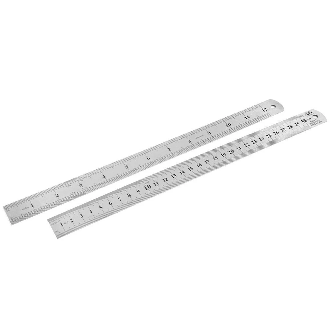

2pcs Dual Side Stainless Steel Measuring Straight Ruler 300mm 12 Inch