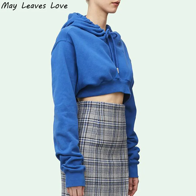 

May Leaves Love 2018 Autumn Winter Sexy Navel Hooded Pullover Women Hoodies Solid Crop Top Long Sleeve Sweatshirt 7 Colors