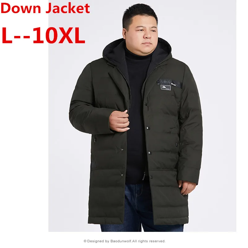 Новинка мужская пуховая куртка больших размеров 10XL 9XL 8XL 6XL длинная парка на