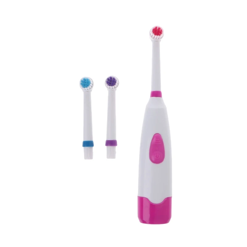 Fry's Store Водонепроницаемая вращающаяся электрическая зубная щетка с 3 насадками для дропшиппинга - Цвет: Розовый
