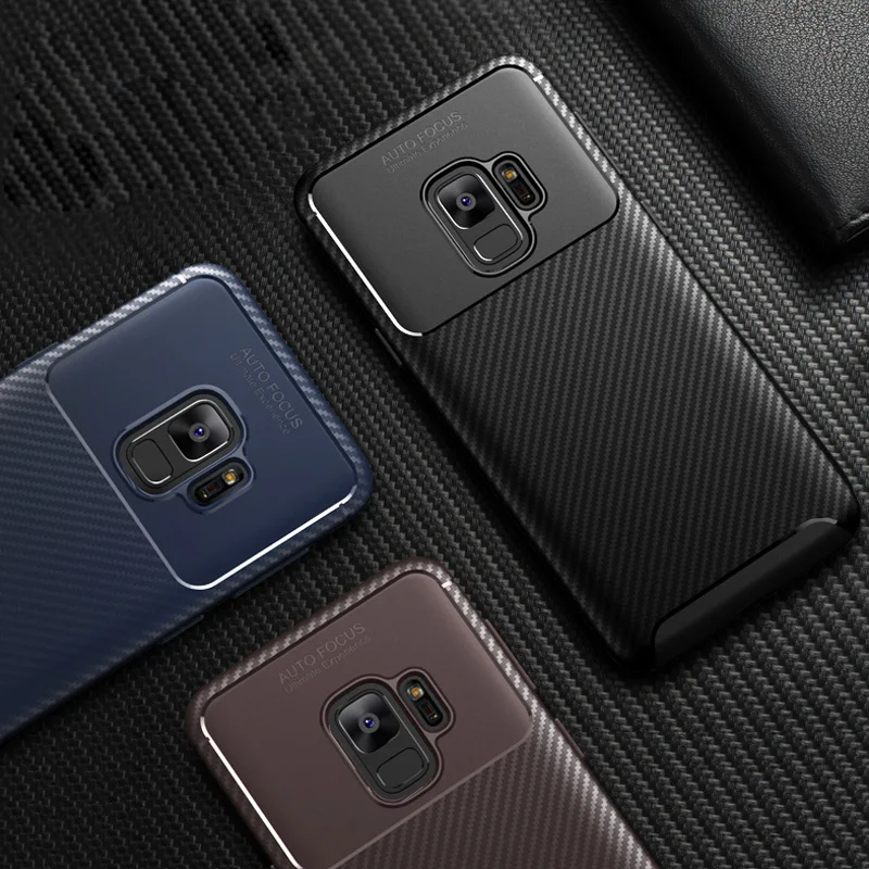 

Luxury Carbon Fiber Phone Case on for Samsung Galaxy S9 Plus Note 9 A6 A8 Plus 2018 J3 J2 pro A7 2018 Soft Silicone TPU Cover