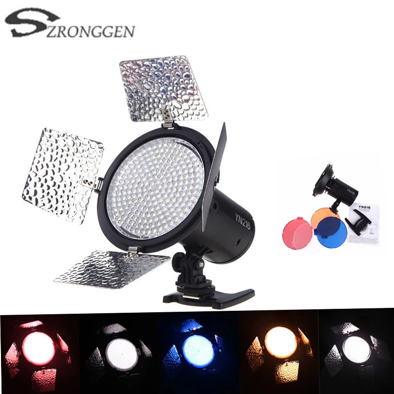 

New Yongnuo YN216 5500k Pro LED Studio Video Light Camera Shoot with 4 Color Plates for Canon Nikon DSLR Camera
