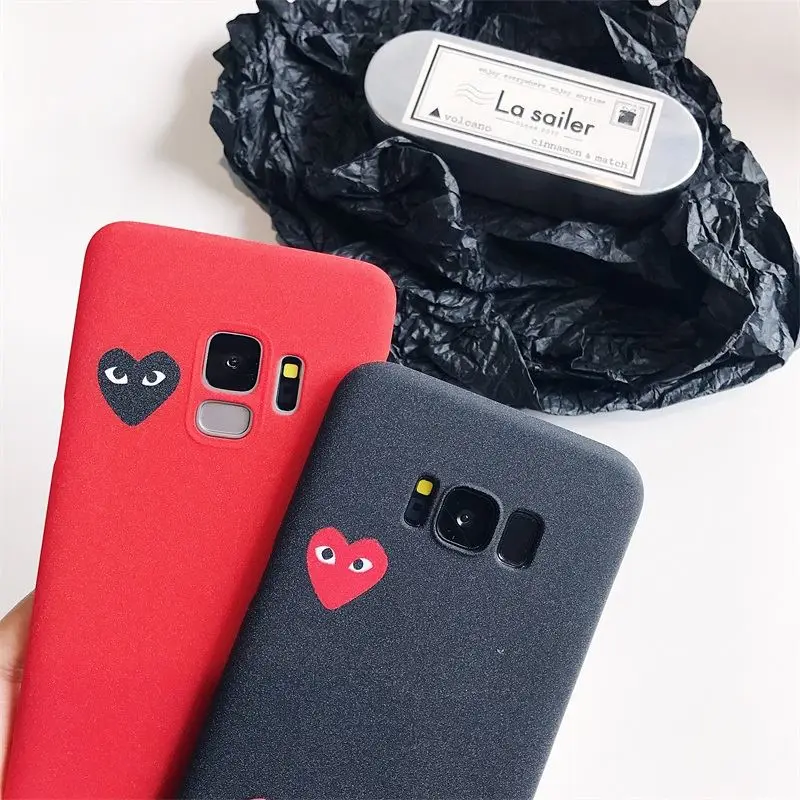 

Cdg Play Comme Des Garcons Design Phone Case for samsung galaxy s8 s9 plus s6 s7 edge note 9 8 5 4 Soft Matte Silicone Cover