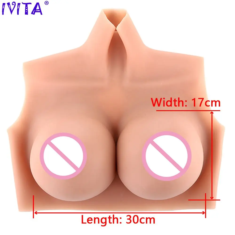 Реалистичная силиконовая грудь IVITA 3300g искусственная для трансвеститов