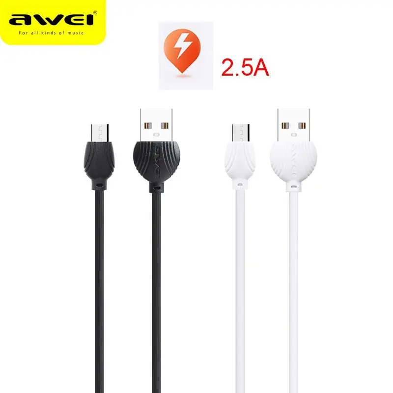 Awei الروبوت الهاتف كابل نقل بيانات 2.5A آمنة وسريعة بيانات الشحن خط سريع شحن خط ل huawei, ل xiaomi, أجهزة الروبوت