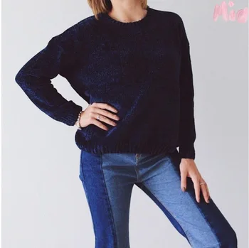 

2018 Korean Version Round Collar Loose Velvet Lazy Girl Warm Female Sweater