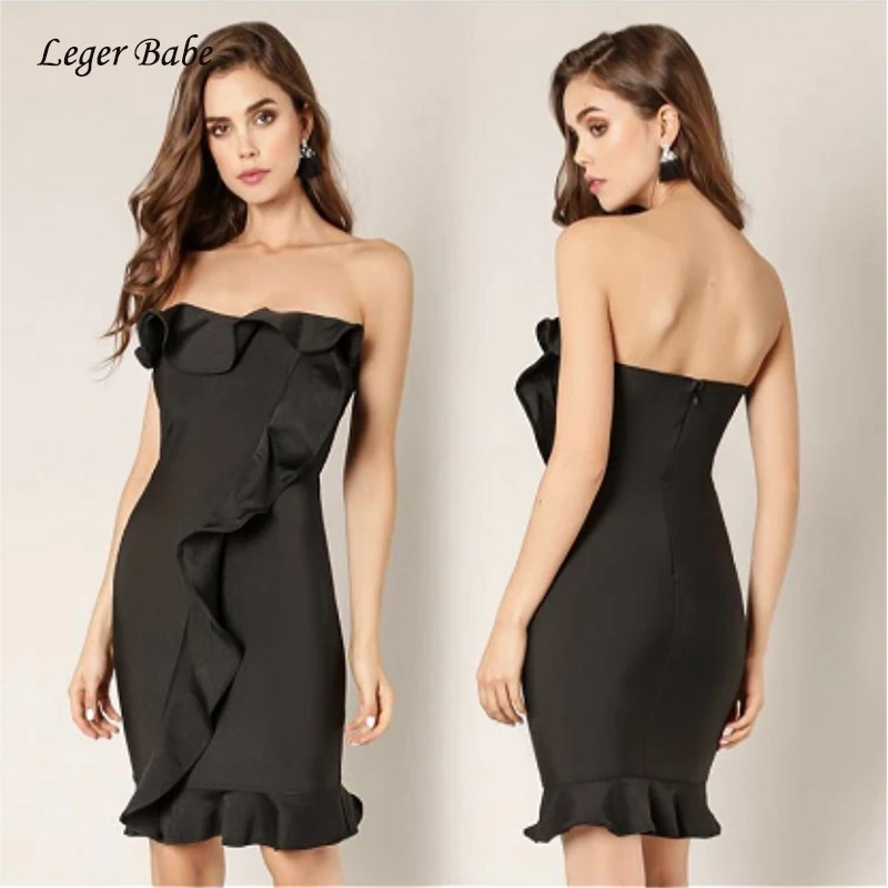 Leger Babe 2018 Sexy Women Bandage Dress Summer Strapless Cocktail Party Ruffles Off Shoulder Short Vestido Rose Red Black | Женская