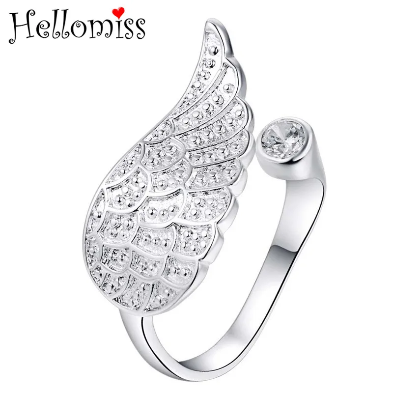 Angel Wings Open Rings for Women AAA Cubic Zironcia Ring Silver 925 Jewelry Bijoux Fashion
