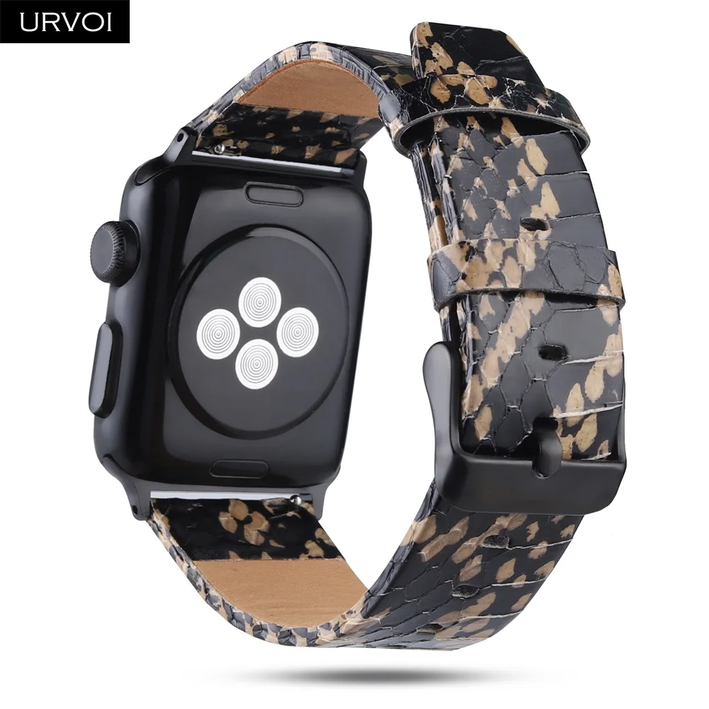 URVOI ремешок для наручных часов Apple Watch series 5/4/3/2/1 класса люкс из натуральной кожи питона матовый ремешок для наручных часов iWatch, Дикий Стиль прочная пряжка