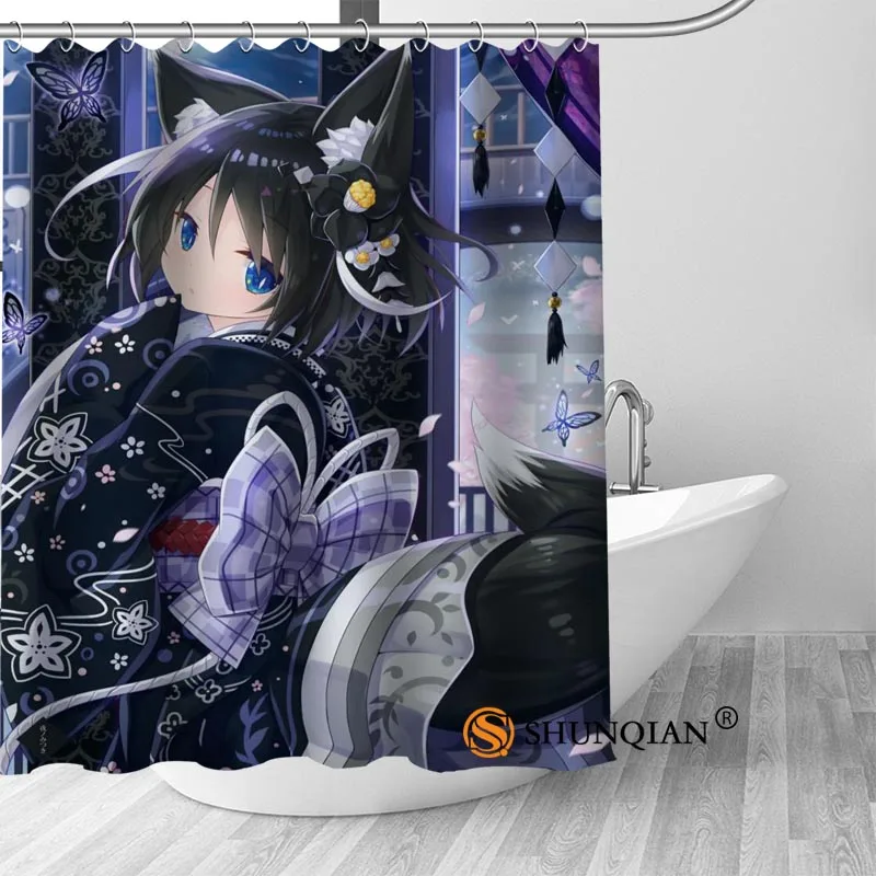 Аниме девушка душ занавеска украшения для ванной комнаты для дома водонепроницаемый ткань Шторки для ванной занавес A18.1.3 - Цвет: 2