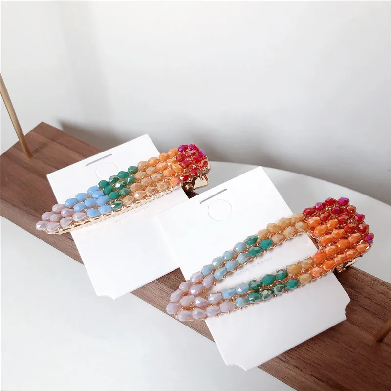 

2019 New 1pcs Korean style Gradient Candy Color Hairpins Large Rainbow Drop-shaped hair clip Hair Accessories