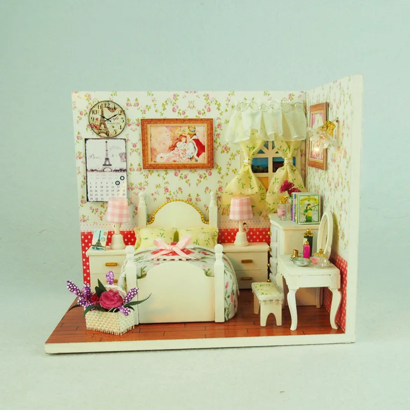Doll House Furniture Diy Miniature Dust Cover 3D Wooden Miniaturas Dollhouse kit Children toys Birthday Gifts--warm story