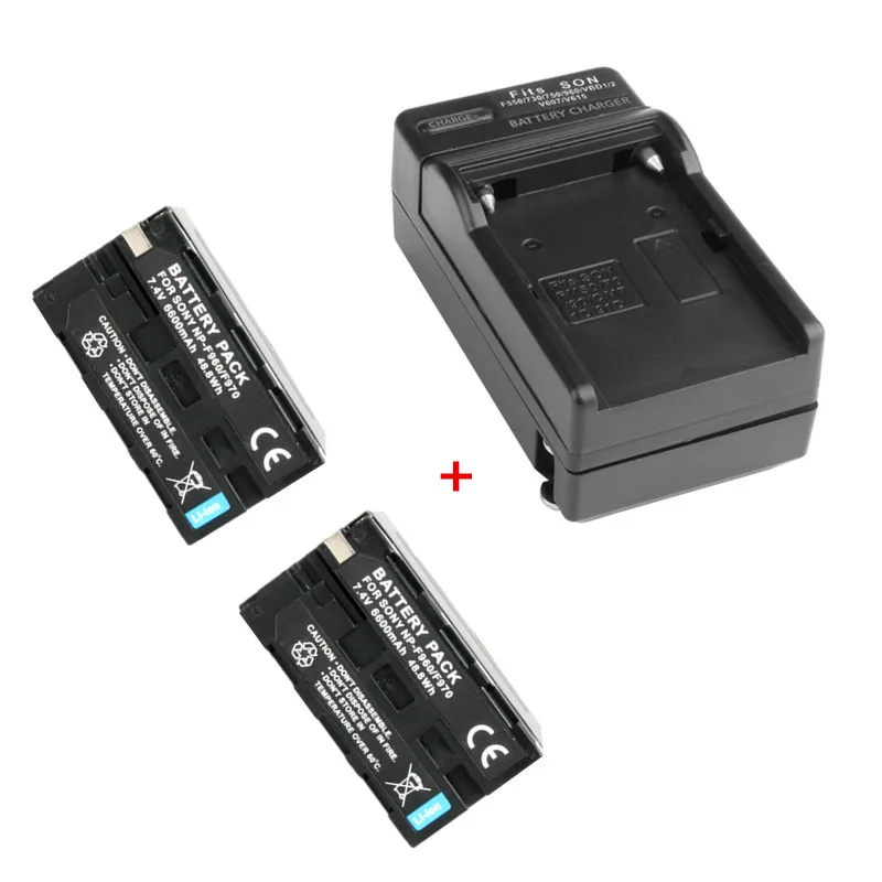

2pcs NP-F970 NP-F960 NPF960 NP F970 bateria batteries + Charger For Sony NP-F550 NP F770 F750 F960 F970